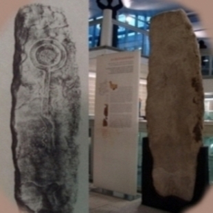 Menhir di Centallo conservato al museo di Torino.  Menhir of Centallo preserved in the Turin museum.